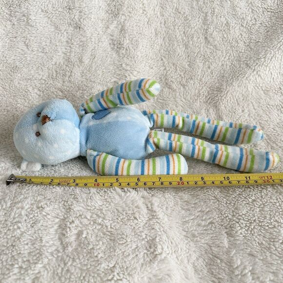 Baby Ganz Softies Bear Blue Surf Polka Dots Stripes Heart On Chest - Picture 6 of 6